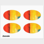 Moderne Abstracte verf met roodgeel Ovale Sticker (Vel)