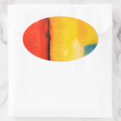 Moderne Abstracte verf met roodgeel Ovale Sticker (Tas)