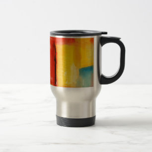 Moderne Abstracte verf met roodgeel Reisbeker