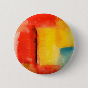Moderne Abstracte verf met roodgeel Ronde Button 5,7 Cm