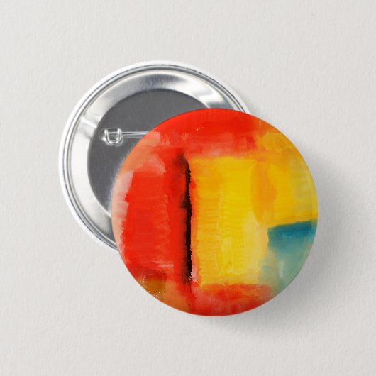 Moderne Abstracte verf met roodgeel Ronde Button 5,7 Cm (Voorkant /achterkant)