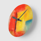 Moderne Abstracte verf met roodgeel Ronde Klok (Hoek)