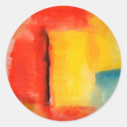 Moderne Abstracte verf met roodgeel Ronde Sticker (Voorkant)