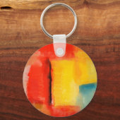 Moderne Abstracte verf met roodgeel Sleutelhanger (Voorkant)