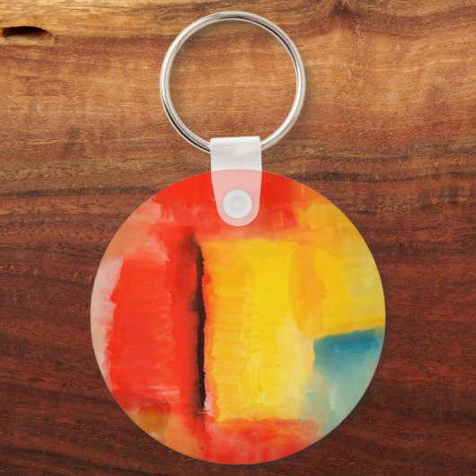 Moderne Abstracte verf met roodgeel Sleutelhanger (Voorkant)