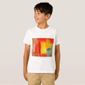 Moderne Abstracte verf met roodgeel T-shirt (Voorkant volledig)