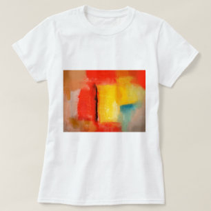 Moderne Abstracte verf met roodgeel T-shirt