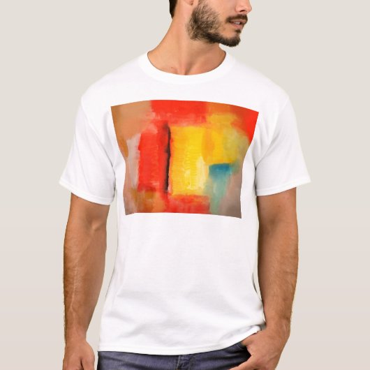 Moderne Abstracte verf met roodgeel T-shirt (Voorkant)