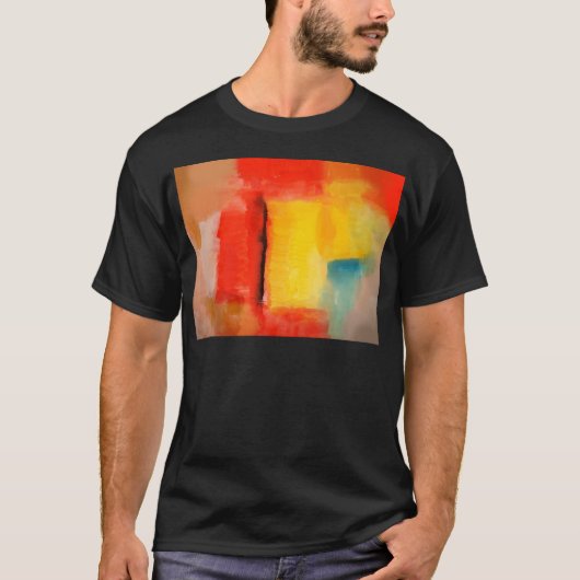 Moderne Abstracte verf met roodgeel T-shirt (Voorkant)
