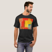 Moderne Abstracte verf met roodgeel T-shirt (Voorkant volledig)