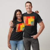 Moderne Abstracte verf met roodgeel T-shirt (Unisex)
