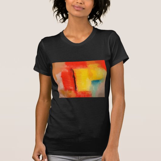 Moderne Abstracte verf met roodgeel T-shirt (Voorkant)