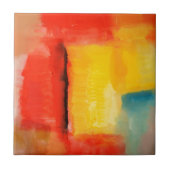 Moderne Abstracte verf met roodgeel Tegeltje (Voorkant)