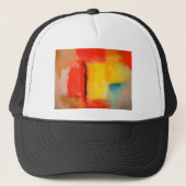 Moderne Abstracte verf met roodgeel Trucker Pet (Voorkant)