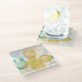 Moderne Abstracte verf op krantenpapier Glazen Onderzetter (Schuin)