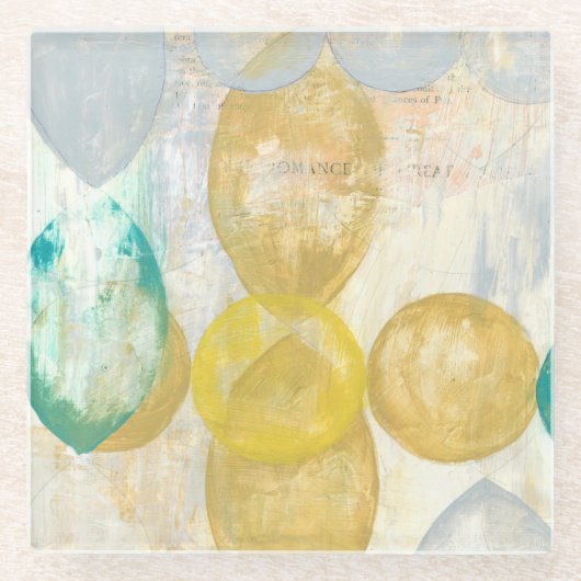 Moderne Abstracte verf op krantenpapier Glazen Onderzetter (Voorkant)