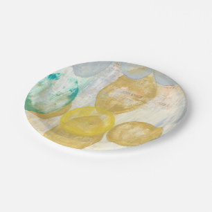 Moderne Abstracte verf op krantenpapier Papieren Bordje