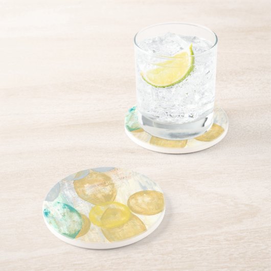 Moderne Abstracte verf op krantenpapier Zandsteen Onderzetter (Zijkant)