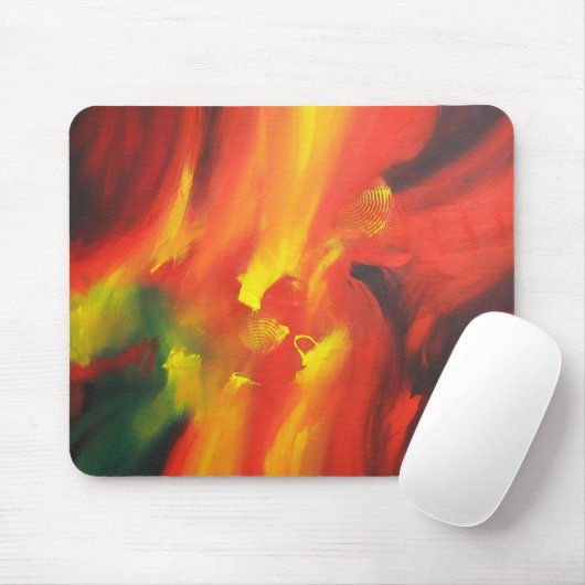 Moderne Abstracte verf rood-gele groen Muismat (Met muis)