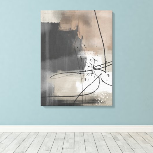 Moderne Abstracte verfbruine zwarte minimalist Canvas Afdruk (Insitu (Houten vloer))
