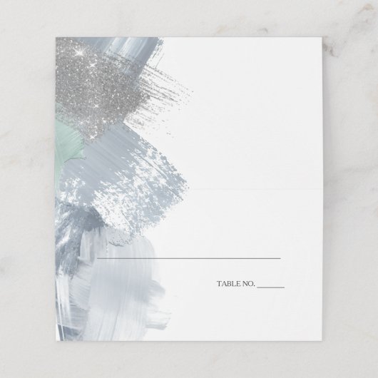 Moderne Abstracte verflijnen Stustblauw Blauwgroen Plaatskaartje (Buitenkant ongevouwen)