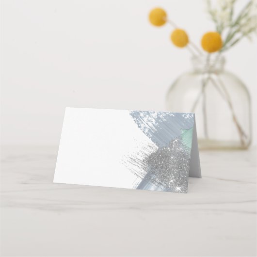 Moderne Abstracte verflijnen Stustblauw Blauwgroen Plaatskaartje (Achterkant)