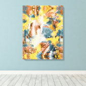 Moderne Abstracte verfmosterd Blauwgroen Gold Whit Canvas Afdruk (Insitu (Houten vloer))