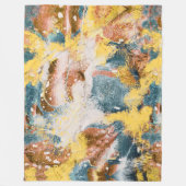 Moderne Abstracte verfmosterd Blauwgroen goud Fleece Deken (Voorkant)