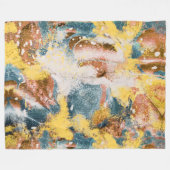Moderne Abstracte verfmosterd Blauwgroen goud Fleece Deken (Voorkant (Horizontaal))