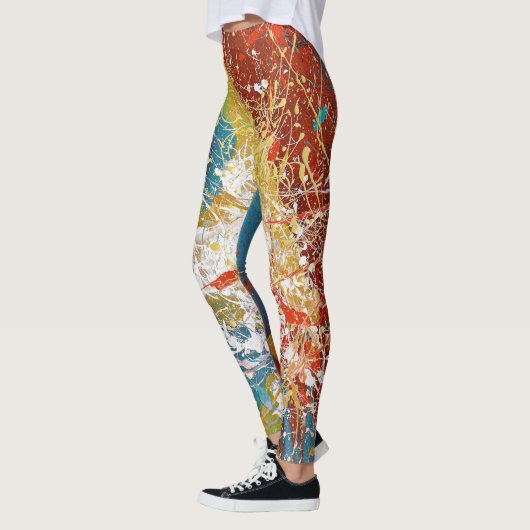 moderne abstracte verfsplatters leggings (Links)