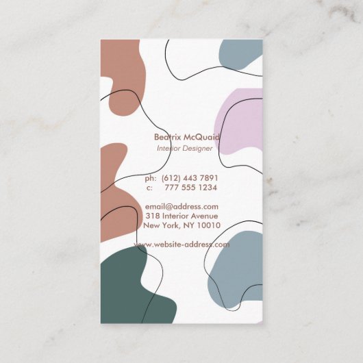 Moderne Abstracte verfvormen met aardewerk Visitekaartje (Achterkant)