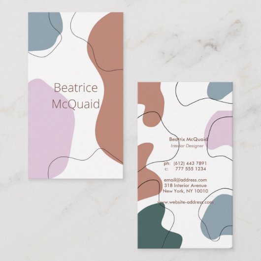 Moderne Abstracte verfvormen met aardewerk Visitekaartje (Voorkant / Achterkant)