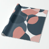 Moderne abstracte verjaardag witte blauwe roze cadeaupapier (Uitgerold)