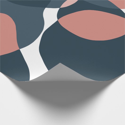 Moderne abstracte verjaardag witte blauwe roze cadeaupapier (Hoek)