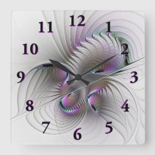 Moderne Abstracte Verlegen Fantasie Figuur Fractal Vierkante Klok