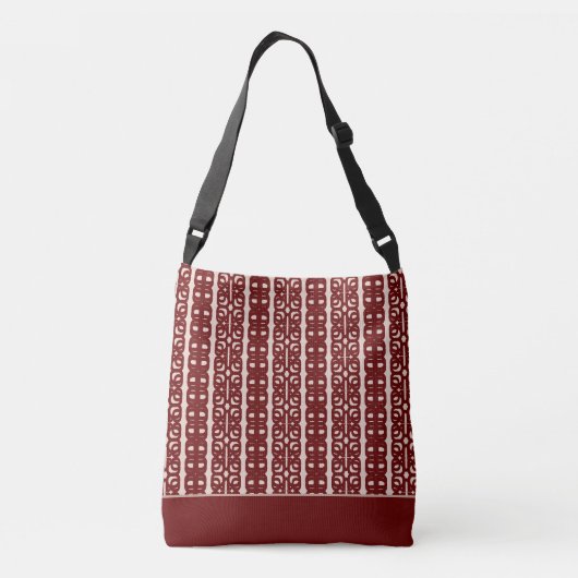 Moderne abstracte verticale strepen op bordeauxroo crossbody tas (Achterkant)