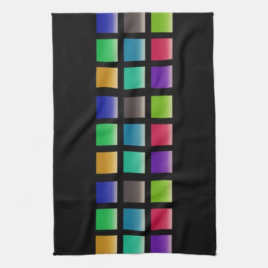 Moderne Abstracte vierkantspatroon Theedoek (Verticaal)