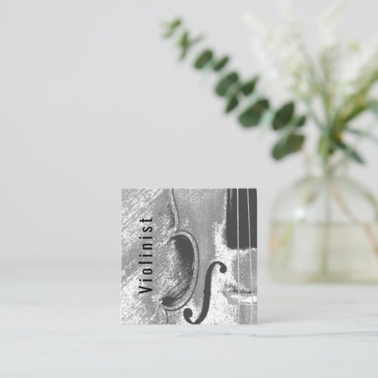 Moderne Abstracte Viool QR code Vierkante Visitekaartje (Staand voorkant)