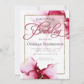 Moderne Abstracte Vivid Bourgondië Roze Verjaardag Kaart (Voorkant)