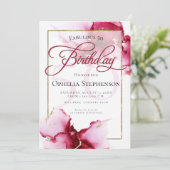 Moderne Abstracte Vivid Bourgondië Roze Verjaardag Kaart (Staand voorkant)