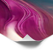 Moderne Abstracte Vloeibare Kunst- Magenta Turquoi Perfect Poster (Hoek)