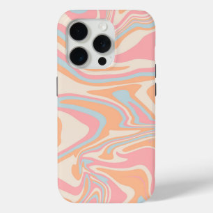 Moderne abstracte vloeibare werveling Peach Fuzz iPhone 15 Pro Case
