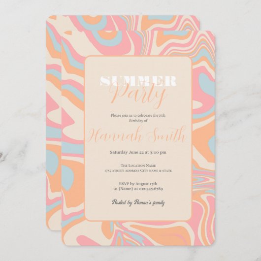 Moderne abstracte vloeibare werveling Peach Fuzz Kaart (Voorkant / Achterkant)