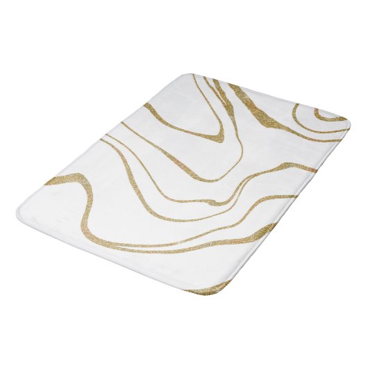 Moderne abstracte Vloeibare werveling Wit Goud Badmat (Gekanteld)