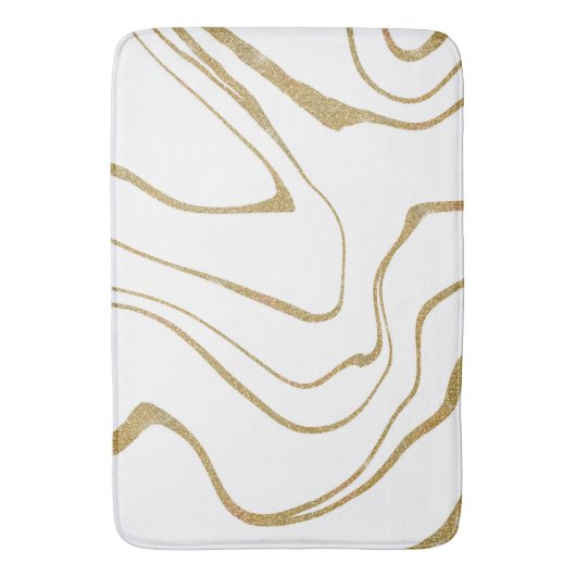 Moderne abstracte Vloeibare werveling Wit Goud Badmat (Voorkant Verticaal)