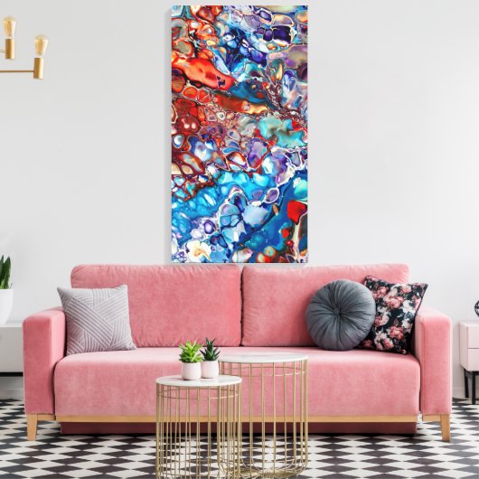 Moderne Abstracte Vloeistof Acryl - Kleurrijk Canvas Afdruk (Insitu (Woonkamer))