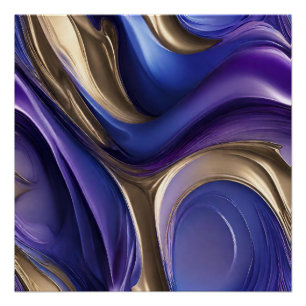 Moderne Abstracte Vloeistofkunst - Blauw Paars en Perfect Poster