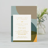 Moderne Abstracte vorm Blauwgroen tapeband met chi Folie Uitnodiging (Staand Voorkant)