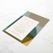 Moderne Abstracte vorm Blauwgroen tapeband met chi Folie Uitnodiging (Gedraaid)