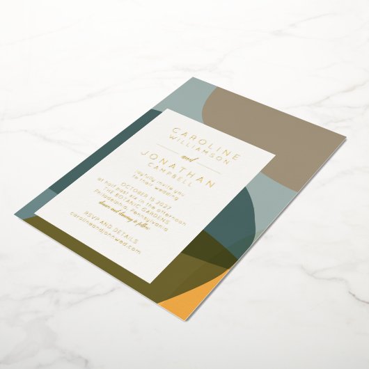 Moderne Abstracte vorm Blauwgroen tapeband met chi Folie Uitnodiging (Gedraaid)